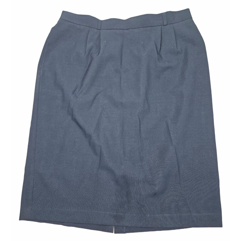 Liz Baker Essentials Vintage Navy Blue Pleated Midi Skirt Women's Plus Size 20W